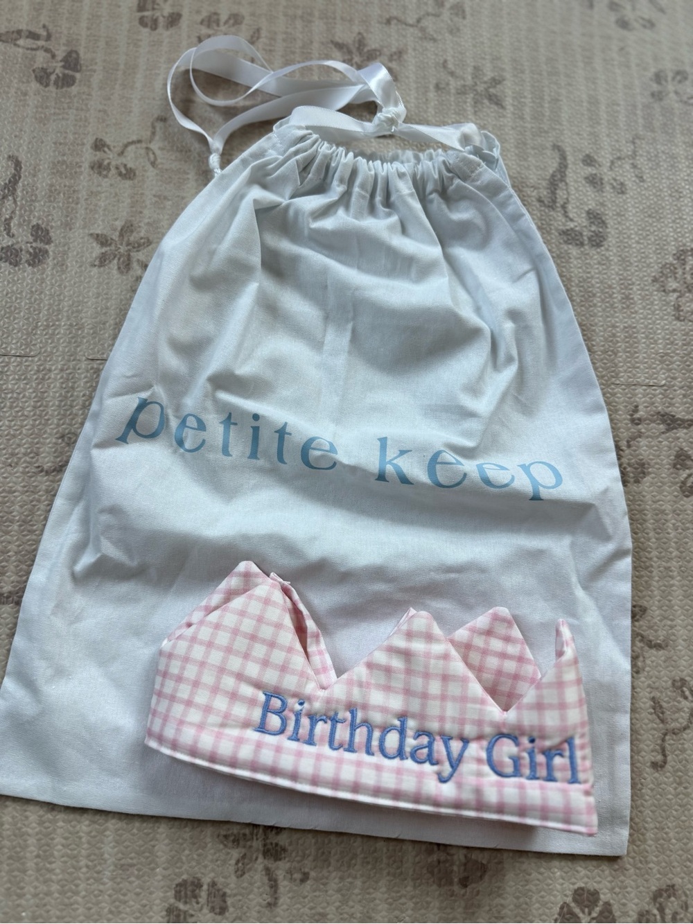 Pink Gingham "Birthday Girl" Crown Headband
